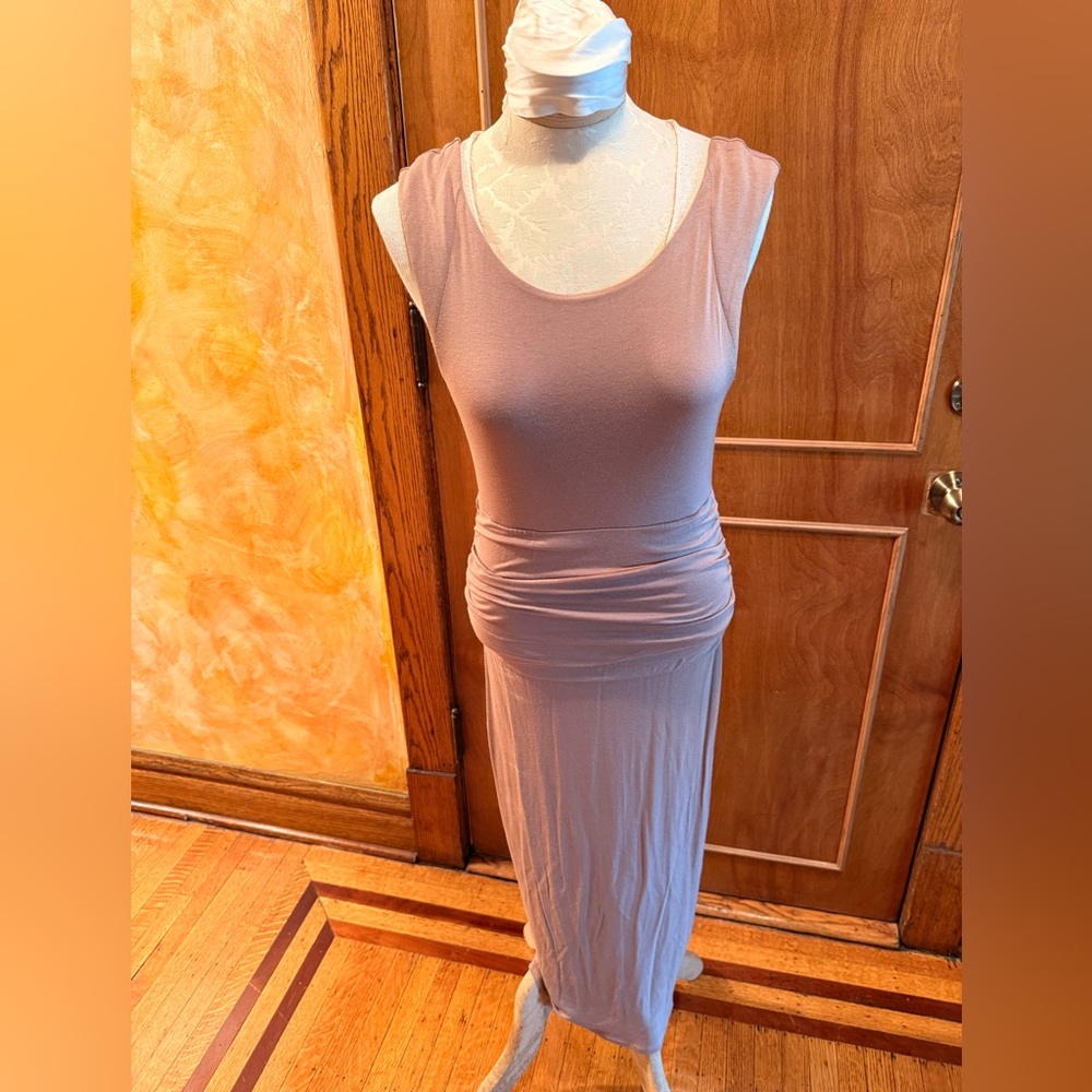 VENUS Dusty Rose Sleeveless Ruched Waist Maxi Dress